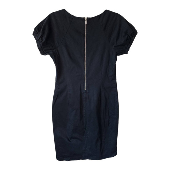 TED BAKER Pleated Pencil Dress Black Short Sleeve Knee Length Womens size 3 m - Picture 4 of 9